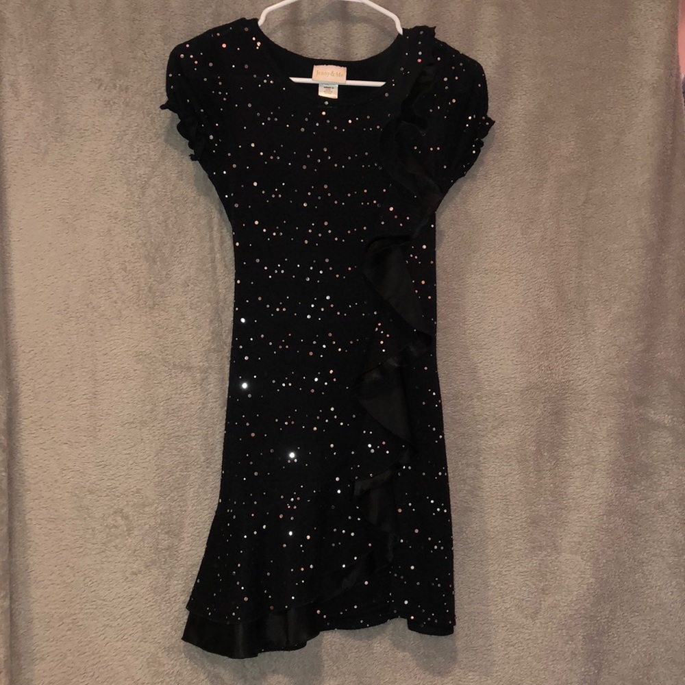Girls Black Sparkled Dress SZ: 12